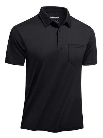 TACVASEN Polo Shirts for Men Lightweight Work Polo Tops Breathable Golf Shirts Quick Dry Casual Polo Tee Shirts Black XXL