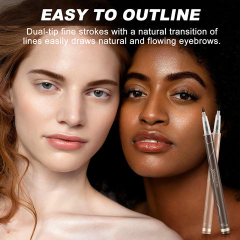 Boobeen Waterproof Eyebrow Pencil, Two-Bifurcated Microblading Brow Pencil & Lower Eyelash Pen, Liquid Eyebrow Definer Pencil for Brow Makeup, Easily Creates Natural-looking Brows