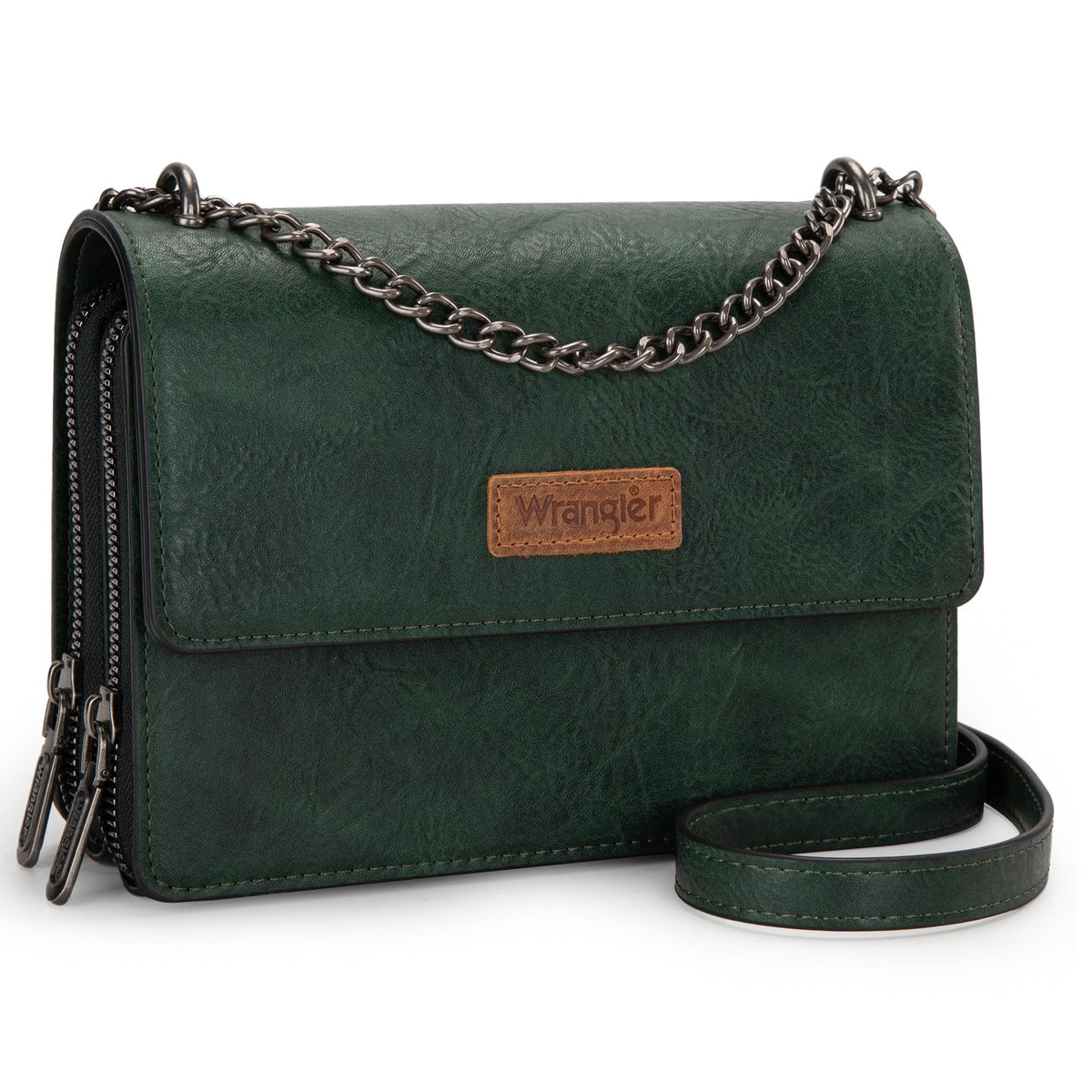 Wrangler CrossBody Purse for Women Western Small Clutch Wallet Trendy Shoulder Bag with Chain Strap Gift Green WG149-236GN
