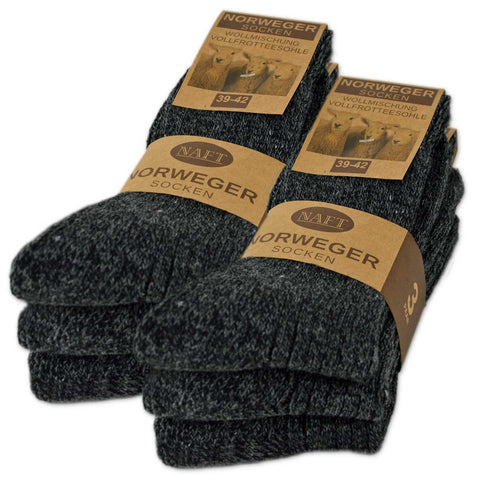 sockenkauf24 6 Pairs Norwegian Socks with Wool Men Women Winter Socks Black Grey Anthracite (9-11, 6 Pairs | Anthracite)