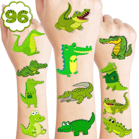 Generic Alligator Temporary Tattoos Crocodile Birthday Party Supplies Favors Decorations Super Cute 96PCS Fake Tattoos Stickers for Boys Girls School Classroom Rewards Gifts Ideal