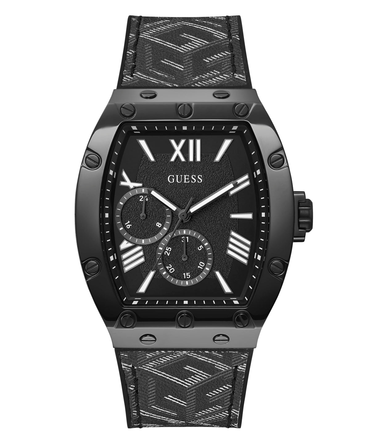 GUESS Men's 43mm Watch - Black Strap Black Dial Black Case