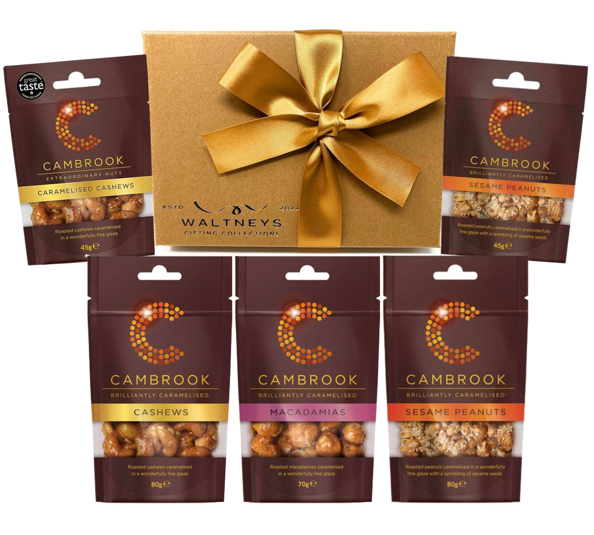 Luxury Nuts Snacks Hamper Gift Set | Caramelised Macadamias Cashews Peanuts |ÃƒÆ’Ã†â€™ÃƒÂ¢Ã¢â€šÂ¬Ã…Â¡ÃƒÆ’Ã¢â‚¬Å¡Ãƒâ€šÃ‚Â Food Hamper Gifts for Men and Women | Gifts for Him and Her by WALTNEYS (Caramelised)