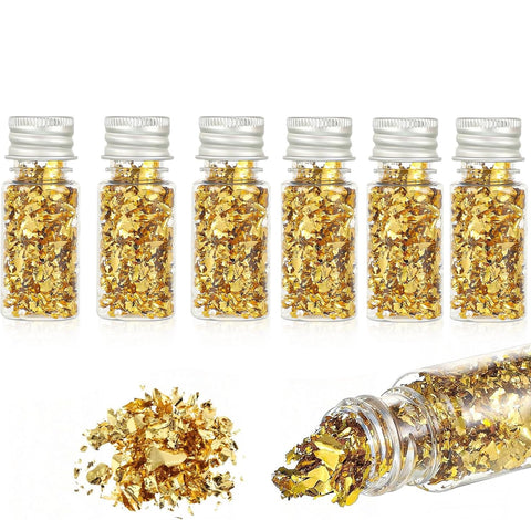 7 Bottles Gold Leaf Flakes Gold Leaf Cake Decorations Gold Foil Gold Flakes for Chocolate Cake Restaurant Dessert
