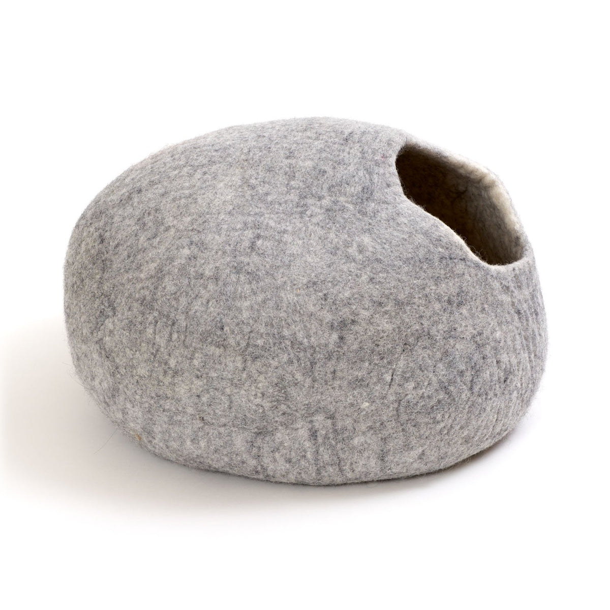 Cat bed cat cave cat house XL - also for big cats or small dogs - sturdy outside & cuddly soft inside - handmade of New Zealand wool - light grey