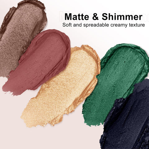 Boobeen Cream Eyeshadow Stick Pigmented, Matte Shimmer Eyeshadow Pencil with Applicator Sponge, Blendable Shadow Stick, Build up Glamorous Eye Makeup