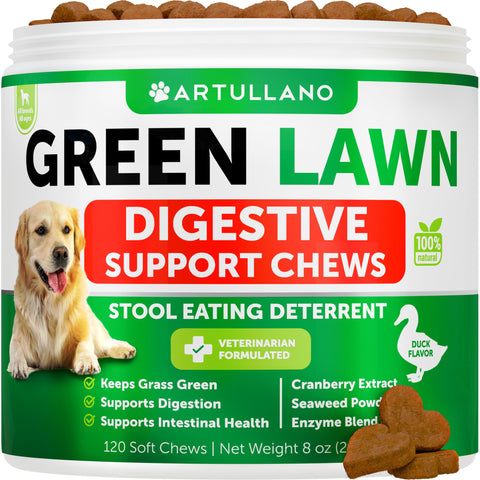 Grass Burn Spot Chews for Dogs - Dog Pee Lawn Spot Saver Caused by Dog Urine - Grass Treatment Rocks - Cranberry + Digestive Enzymes - Dog Urine Neutralizer for Lawn