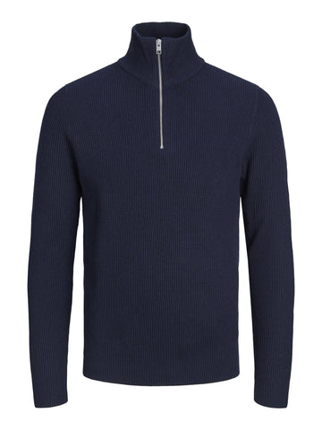 JACK & JONES Men's Jprperfect Knit Half Zip Sn Sweater, Maritime Blue, M
