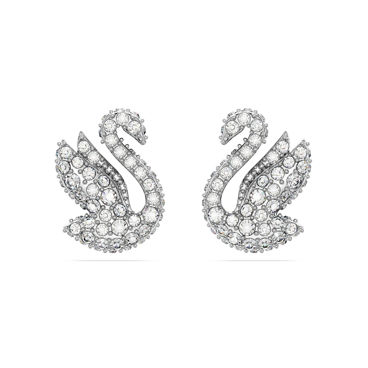 Swarovski Swarovski Swan Stud Earrings, Swan, Clear Crystals, Rhodium Finish