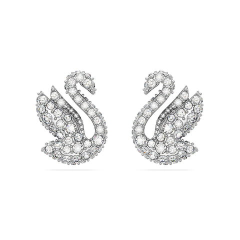 Swarovski Swarovski Swan Stud Earrings, Swan, Clear Crystals, Rhodium Finish