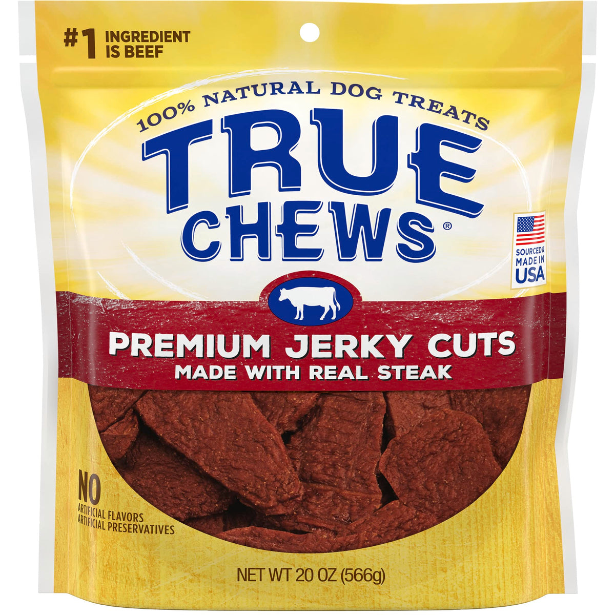 Blue Buffalo True Chews Premium Jerky Cuts Natural Dog Treats, Steak 20 oz bag