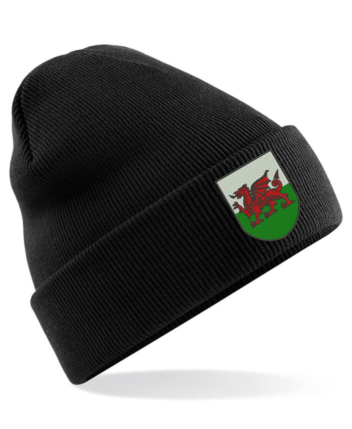Wales Flag Dragon Beanie Cap Flag Welsh Football Wales Dragon United Kingdom Xmas Birthday Unisex Gift Beanie Hat (Black)