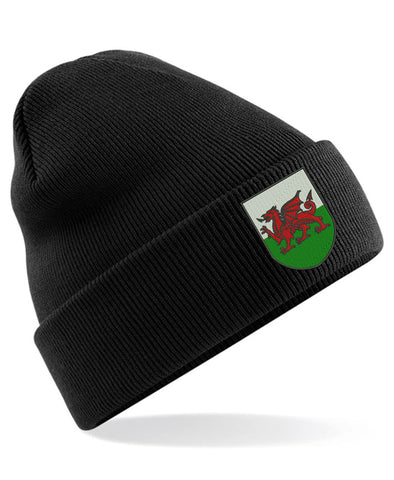 Wales Flag Dragon Beanie Cap Flag Welsh Football Wales Dragon United Kingdom Xmas Birthday Unisex Gift Beanie Hat (Black)