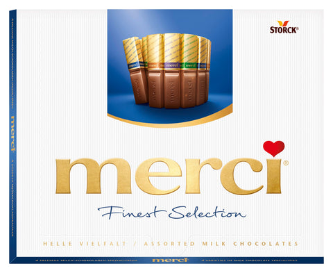 Merci Finest Milk Chocolate Box, 4 Varieties of Chocolates, 250 g (Pack of 1)