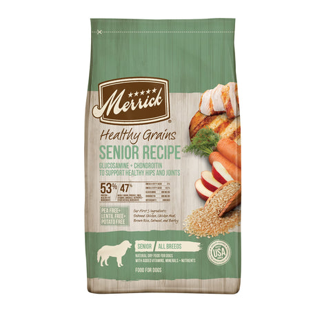 Merrick Healthy Grains Premium Dry Dog Food, Wholesome and Natural Dry Chicken Kibble, Senior Recipe - 4.0 lb. Bag