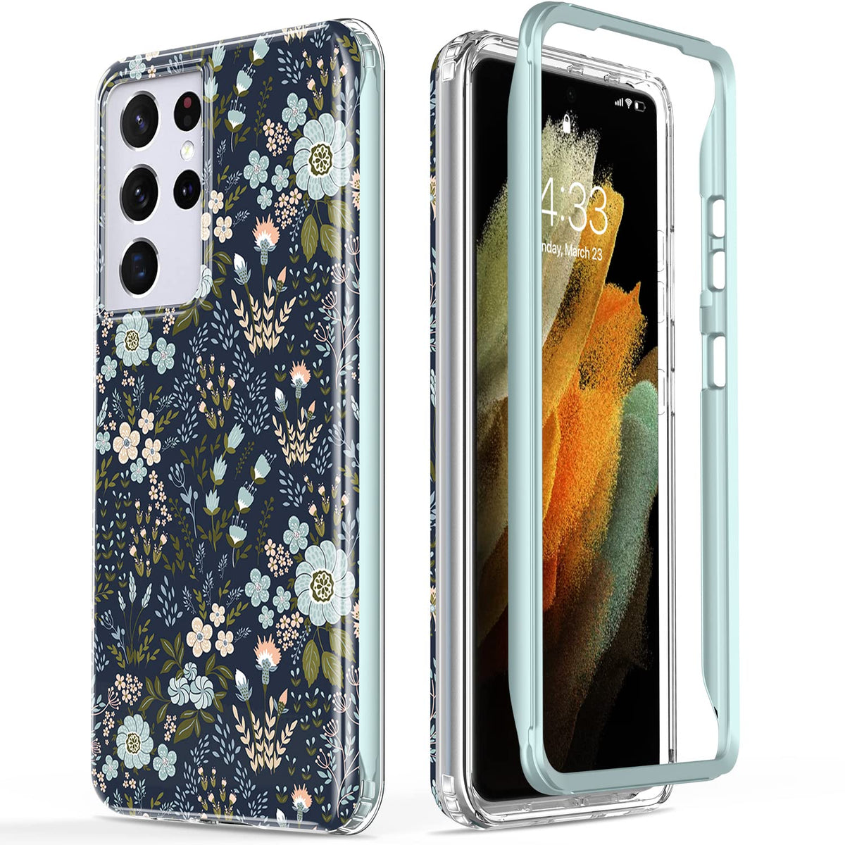 Esdot for Samsung Galaxy S21 Ultra Case,Military Grade Passing 21ft Drop Test,Rugged Cover with Fashionable Designs for Women Girls,Protective Phone Case for Galaxy S21 Ultra 6.8" Littler Flowers