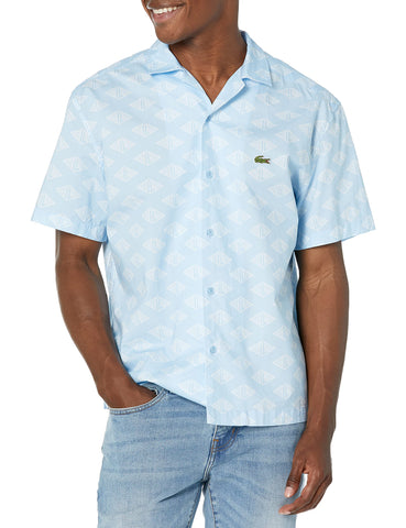 Lacoste Men's Short Sleeve Relaxed Fit Button Down Shirt, CH7882-FV2-M/L