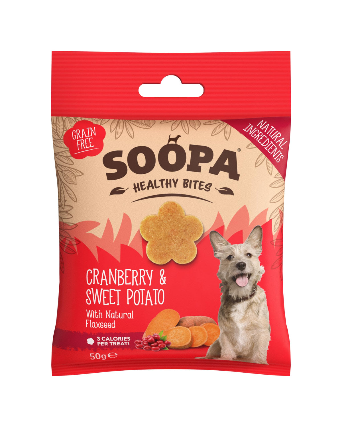Soopa Cranberry and Sweet Potato Healthy Bites Dog Treat, 50 g (Pack of 1)