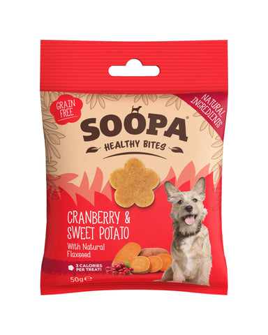 Soopa Cranberry and Sweet Potato Healthy Bites Dog Treat, 50 g (Pack of 1)