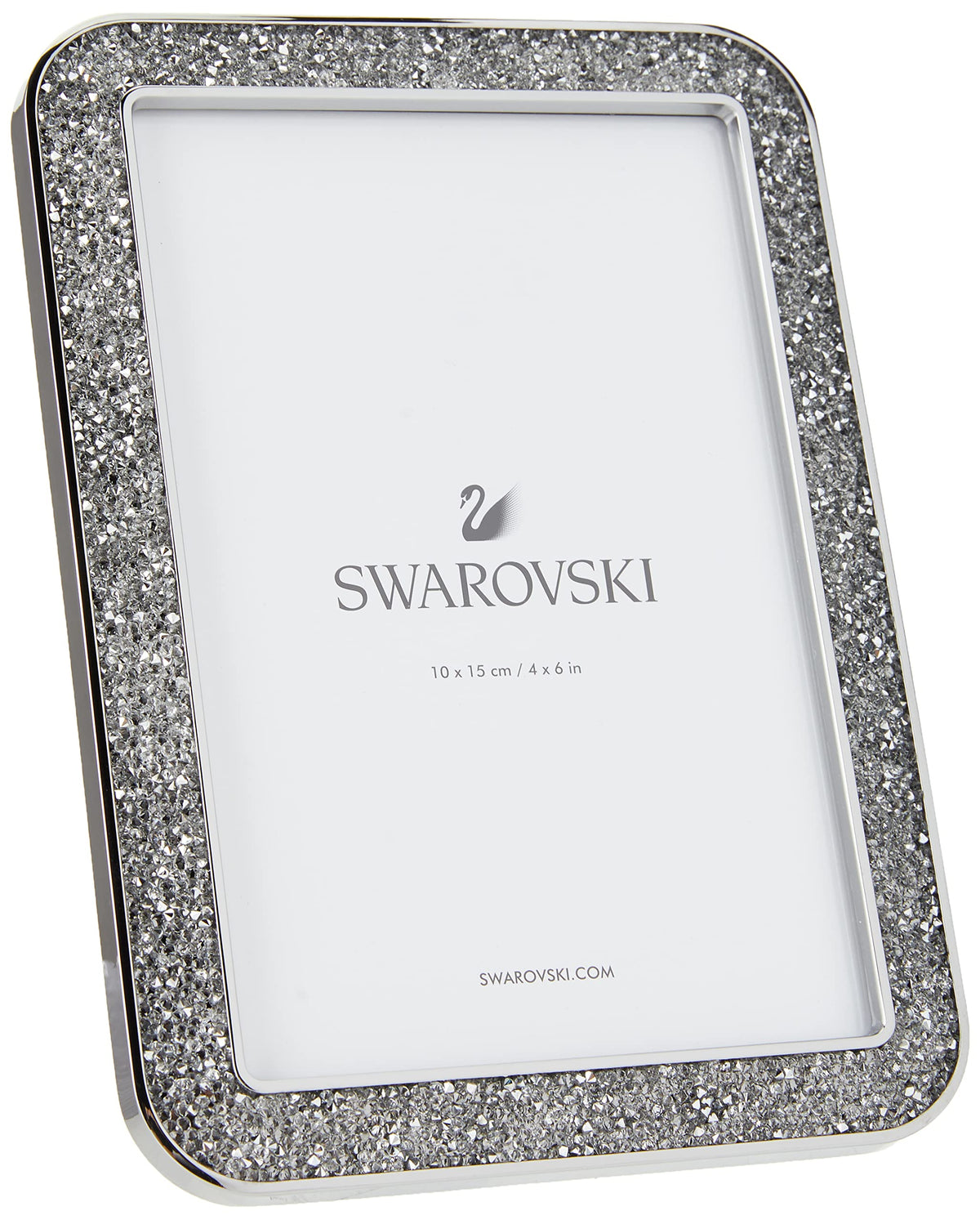 SWAROVSKI Minera Picture Frame, Silver-Tone Metal Picture Frame with Clear Swarovski Crystal Accents, For Pictures Measuring 4 x 6 Inches, Part of the Swarovski Minera Collection