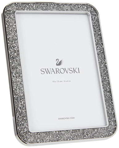 SWAROVSKI Minera Picture Frame, Silver-Tone Metal Picture Frame with Clear Swarovski Crystal Accents, For Pictures Measuring 4 x 6 Inches, Part of the Swarovski Minera Collection