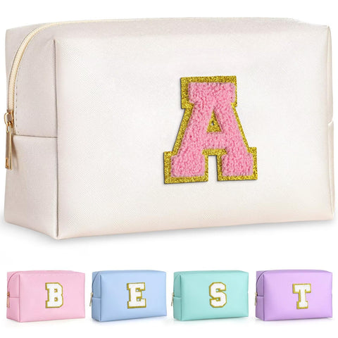TOPEAST Peasonalized Makeup Bag for Women, Pearly White-Pink, A