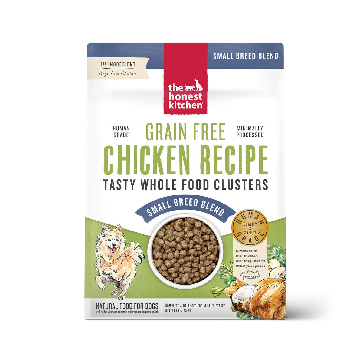 The Honest Kitchen Whole Food Clusters Small Breed Grain Free Chicken Dry Dog Food, 1 lb Trial Pouch