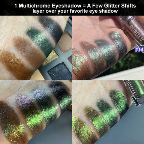 Afflano Multichrome Liquid Glitter Eyeshadow, Intense Multicolor Shifting Chameleon Liquid Eyeshadow Glitter Eye Makeup, Holographic Sparkle Pigmented Liquid Chrome Eyeshadow #14