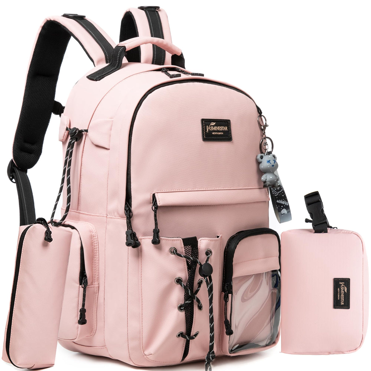 Oruiji Backpacks for Teens Girls Pink Backpack for School Teens Girls Backpack with Lunch Box Set 3 in 1 Middle High School Backpacks for Girls Backpacks for Girls Teenagers Back to School Supplies