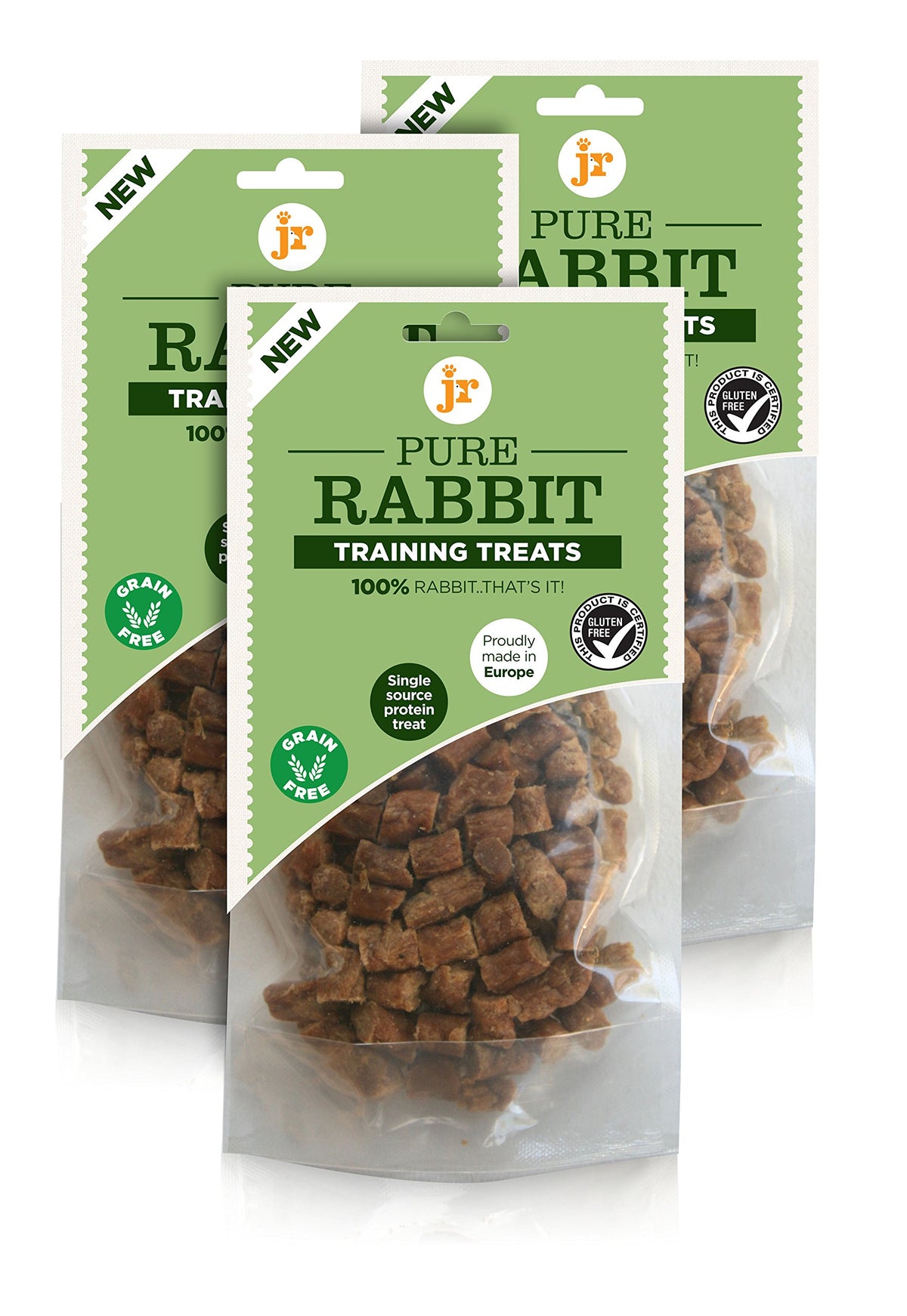 J R Pet Products 100% Pure dried fresh meat Rabbit Training Treats for dogs (3 x 85g)