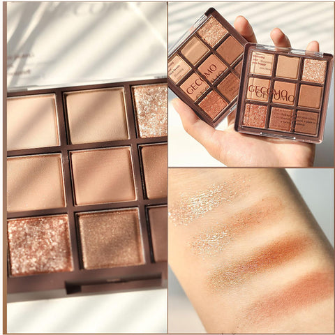 9 Nine Color Chocolate Eyeshadow Palette, Knit Beige Dark Brown Golden Brown Colorful Eyeshadow Palette Makeup, Matte Shimmer Natural Neutral Eyeshadow Palette Naturing Long Lasting Waterproof