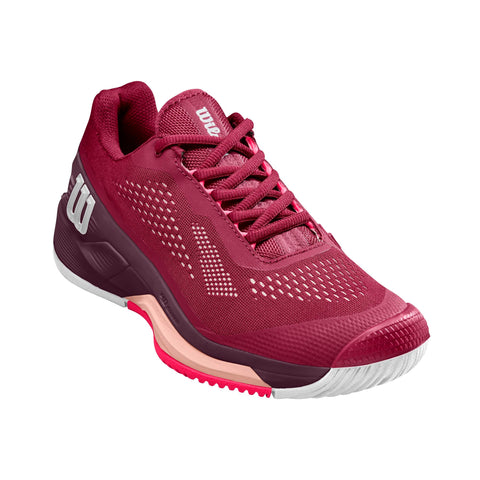 WILSON Women's Rush Pro 4.0 Sneaker, Beet Red/White/Tropical Peach, 10