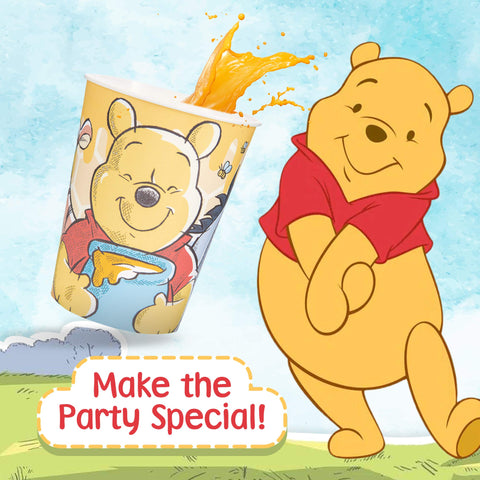 Unique 8 Count Winnie The Pooh Party Cups | Birthday Party Favors for Kids | Officially Licensed 16 oz