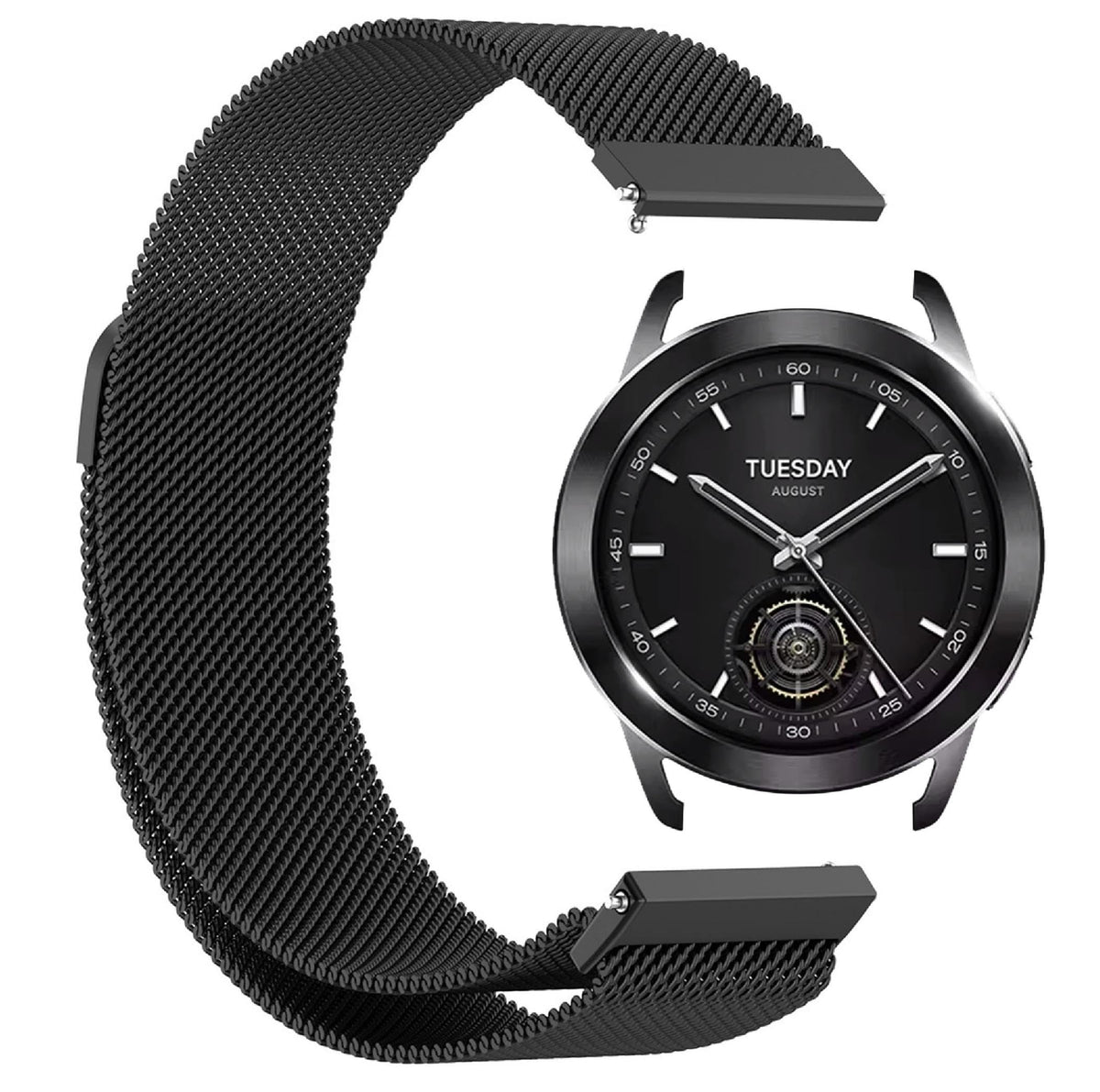 GIOPUEY Strap Compatible with Xiaomi Watch S3, Braided Stainless Steel Strap Strap Replacement [Wear-resistant] [magnetic] - black