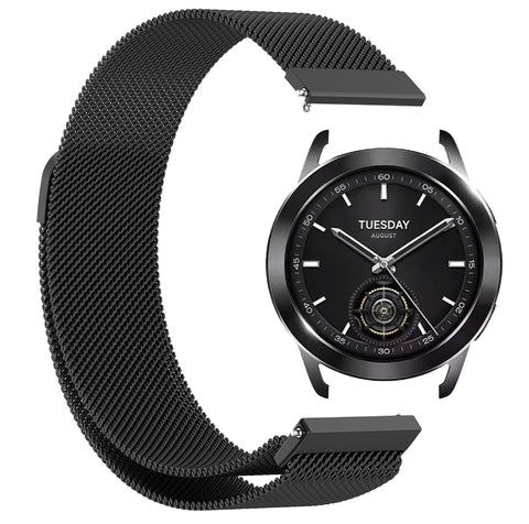 GIOPUEY Strap Compatible with Xiaomi Watch S3, Braided Stainless Steel Strap Strap Replacement [Wear-resistant] [magnetic] - black
