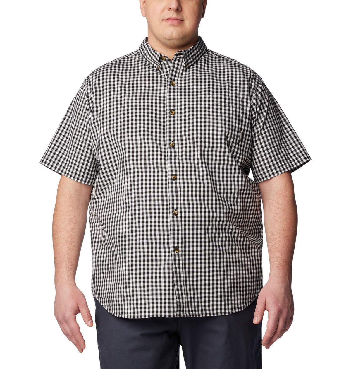 Columbia Men's Rapid Rivers II Short Sleeve Shirt, Black Gingham, Medium