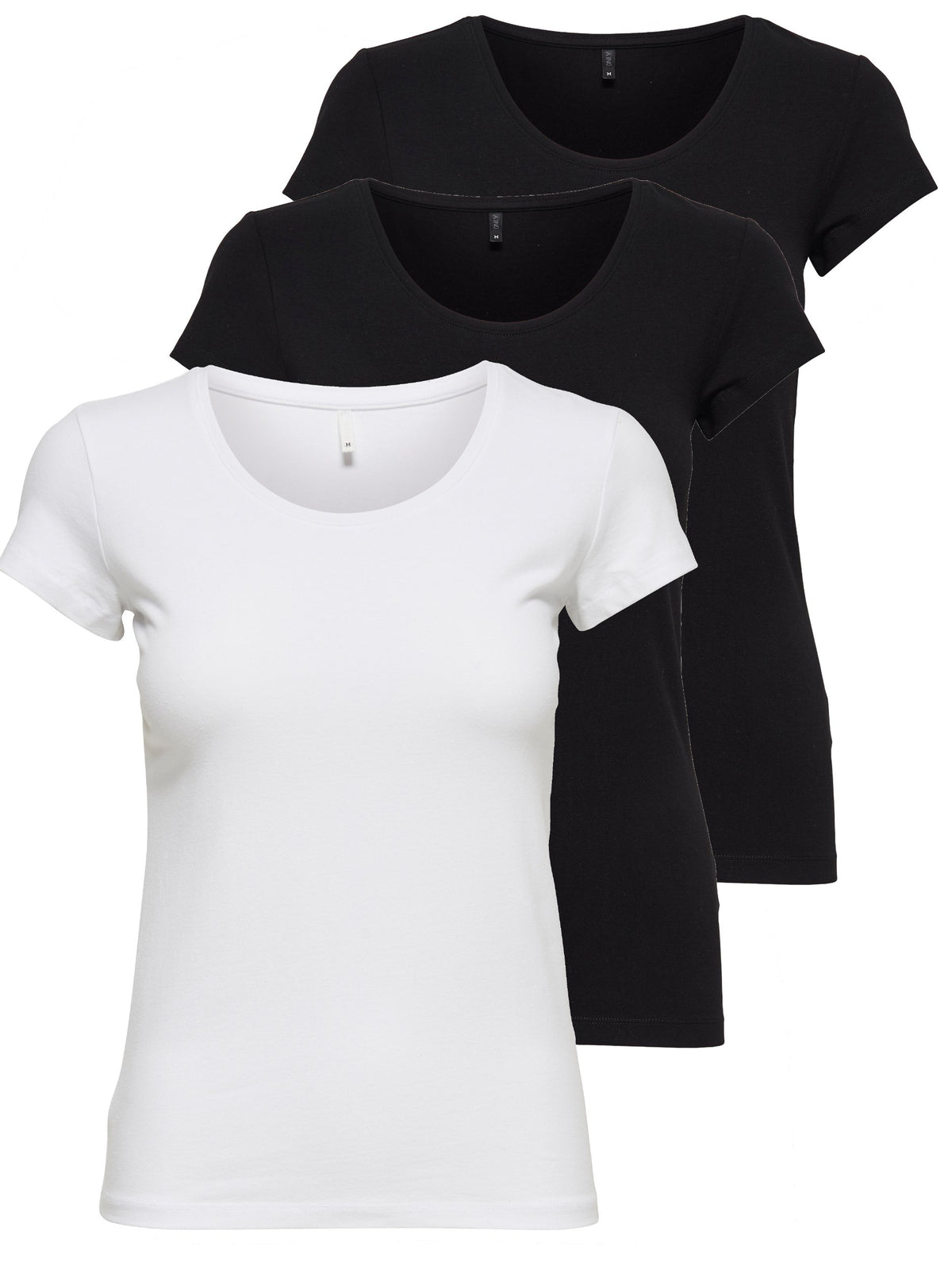 Only 15209153 Women's Short Sleeve T-Shirt Long Basic Summer T-Shirts XS S M L XL Pack of 3, Colour Mix 1, XL
