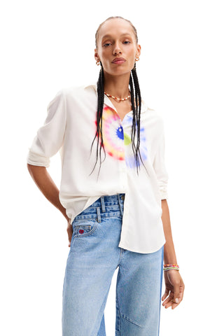 Desigual Women's Geometric Viscose Shirt White