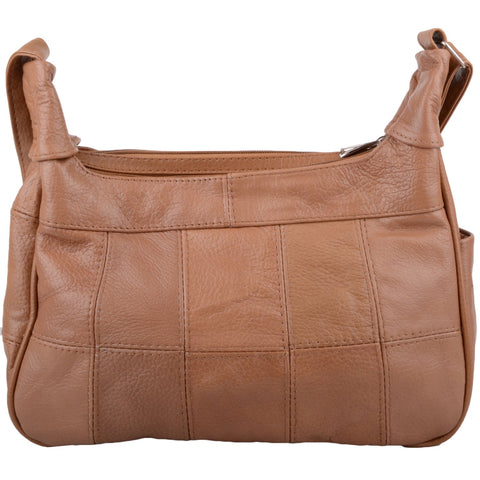 Womens Soft Leather Handbag/Shoulder/Cross Body Bag with Multiple Pockets - Tan