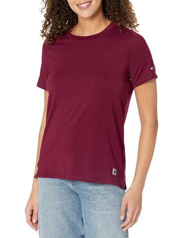 Carhartt Women's LWD Relaxed Fit Short Sleeve T-Shirt, Bordeaux, X-Small