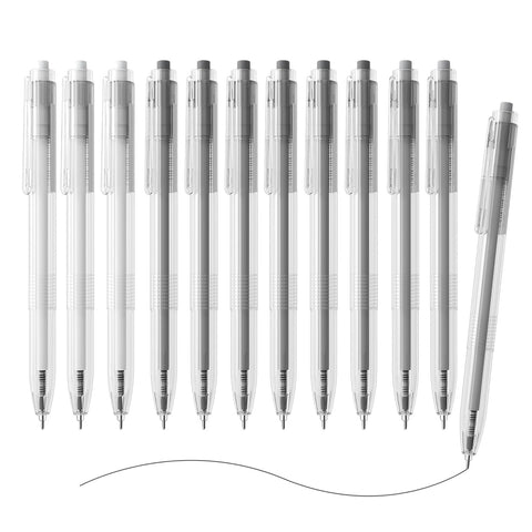 M&G Gel Pens, 12 Pcs Retractable Fine Point Pens, 0.5mm Black Gel Ink Pens, Black Ink Retractable Rollerball Pens Smooth Writing Pens for Office School Women Men