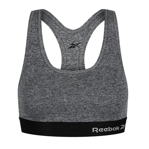 Reebok WomenÃƒÆ’Ã†â€™Ãƒâ€šÃ‚Â¢ÃƒÆ’Ã‚Â¢ÃƒÂ¢Ã¢â€šÂ¬Ã…Â¡Ãƒâ€šÃ‚Â¬ÃƒÆ’Ã‚Â¢ÃƒÂ¢Ã¢â€šÂ¬Ã…Â¾Ãƒâ€šÃ‚Â¢s, Stretch Wireless Cropped Sports Top with Racer Back - Grey Marl, L