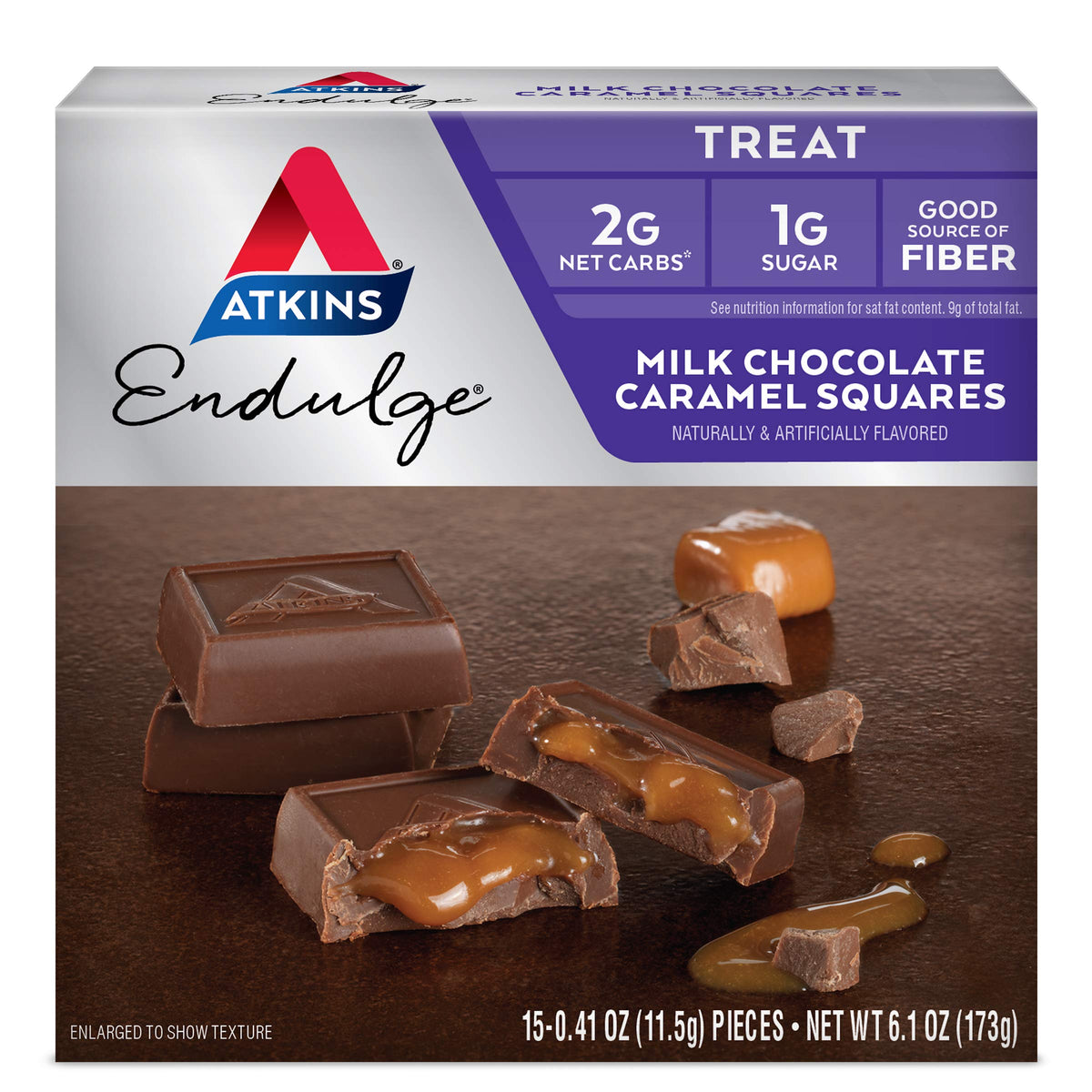Atkins Endulge Treat Milk Chocolate Caramel Squares. Smooth & Decadent. Keto-Friendly. (15 Pieces)