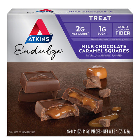 Atkins Endulge Treat Milk Chocolate Caramel Squares. Smooth & Decadent. Keto-Friendly. (15 Pieces)