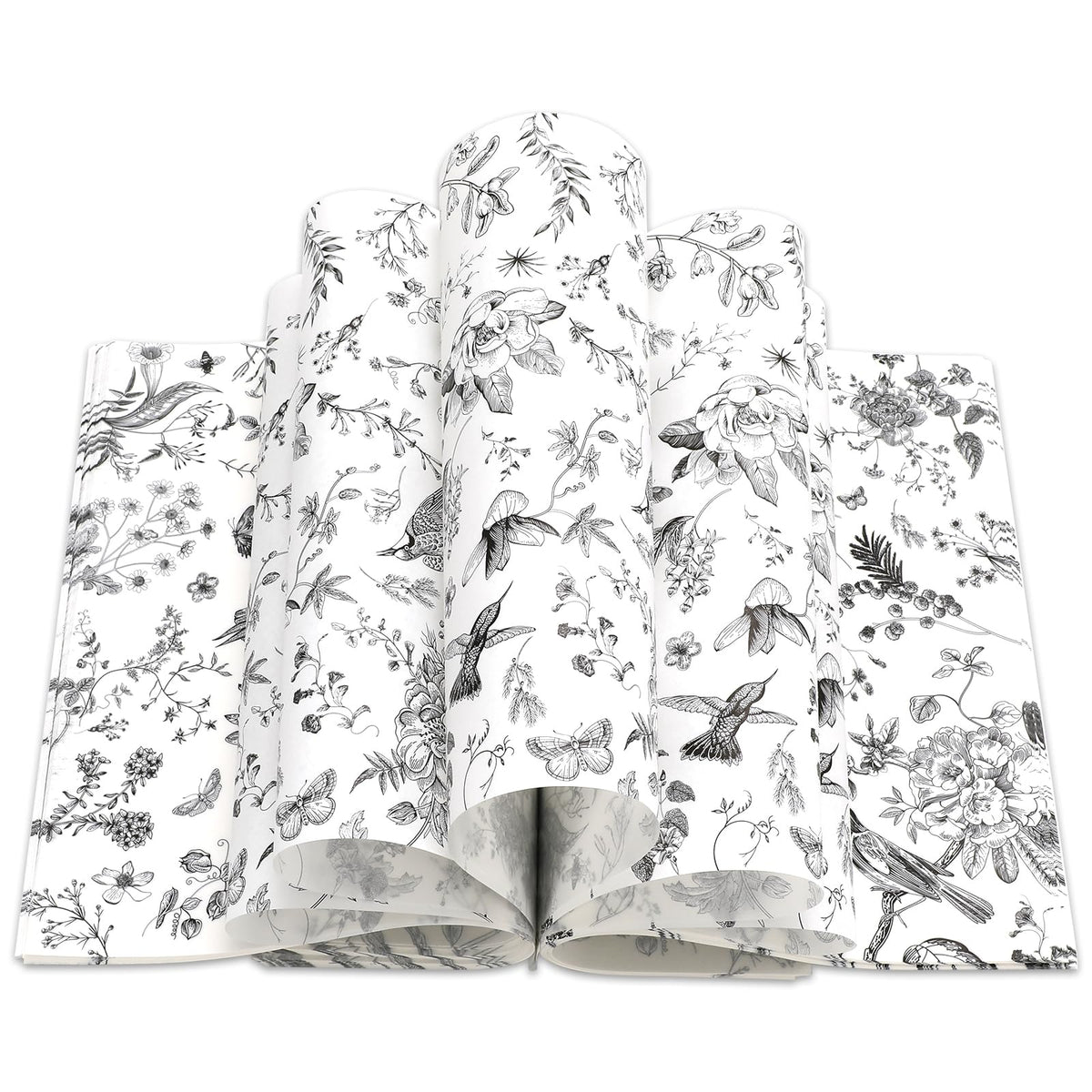 JarThenaAMCS 150Pcs Black Floral Wax Paper Bird Flower Deli Paper Sandwich Wrap Paper Tissue Oil-Proof Picnic Liners for Party Kitchen Supplies, 9.8 x 8.3 Inch