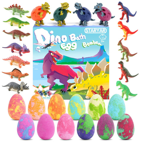 Bath Bombs for Kids with Inside Surprise, 16 Pack Dinosaur Toys for Kids 3 4 5 6 7 8 9 Year, Dinosaur Bath Bombs, Bath Toys, Kids Bath Bombs