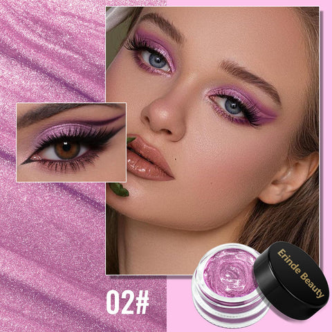 Erinde Shimmer Glitter Cream Eyeshadow, Smooth Metallic Creamy Eye Shadows, Highly Pigmented, Waterproof & Long Lasting Glitter Eyeshadow Eyeliner Highlighter for Women, 02# Dream Purple