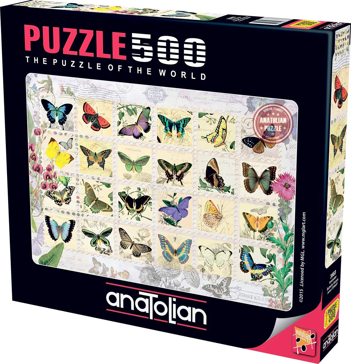 Anatolian Butterfly Stamps Jigsaw Puzzle (500 Piece), multicolor (PER3583)