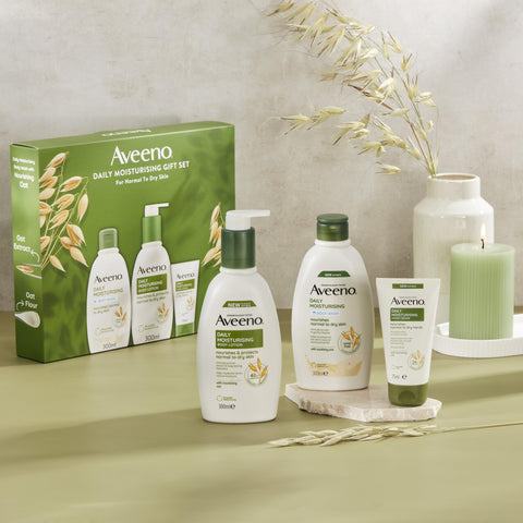 AVEENOÃƒÆ’Ã†â€™ÃƒÂ¢Ã¢â€šÂ¬Ã…Â¡ÃƒÆ’Ã¢â‚¬Å¡Ãƒâ€šÃ‚Â® Daily Moisturising Gift Set with Body Wash 300ml, Body Lotion 300ml and Hand Cream 75ml, Sensitive Skin Gift, 3-Step Skincare Regime, Christmas Gift