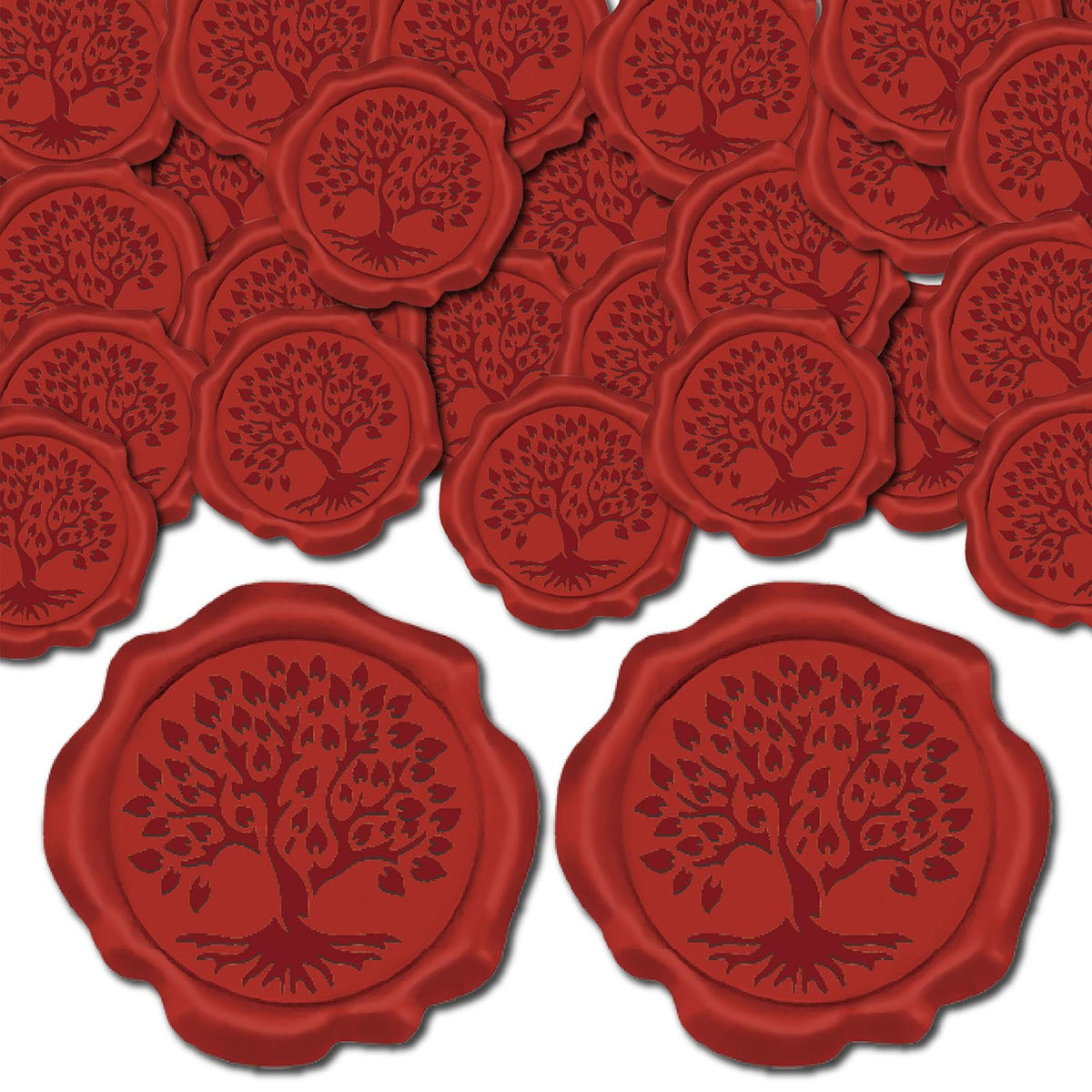CRASPIRE 50pcs Tree of Life Wax Seal Stickers Dark Red Decoration Stickers Adhesive Envelope Sealing Stickers for Wedding Invitation Envelope Decor Christmas Birthday Party Craft Scrapbook DIY